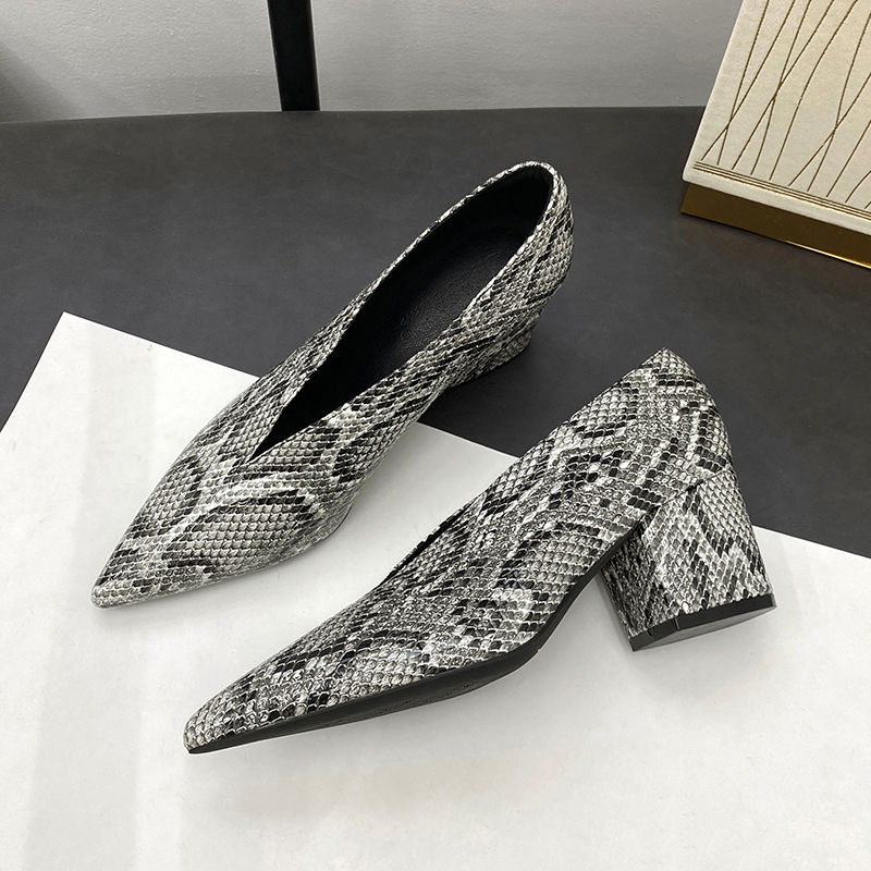 Mens Fashion Dress Shoes - 秋のラグジュアリーセクシーパンプス、スネークスキン柄ハイヒール、セクシーなポインテッドトゥ、イブニングシューズ、レディースシューズ、Vカットシューズ A009