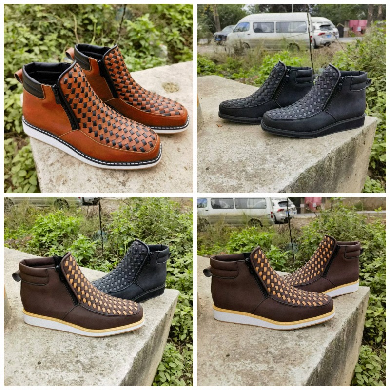 Mens Fashion Trend 2026 - メンズトレンドサイドジッパーシューズファッションスリッポンフラットヨーロッパアメリカンフットウェアレトロ手織りウエスタンカウボーイブーツ新作2026
