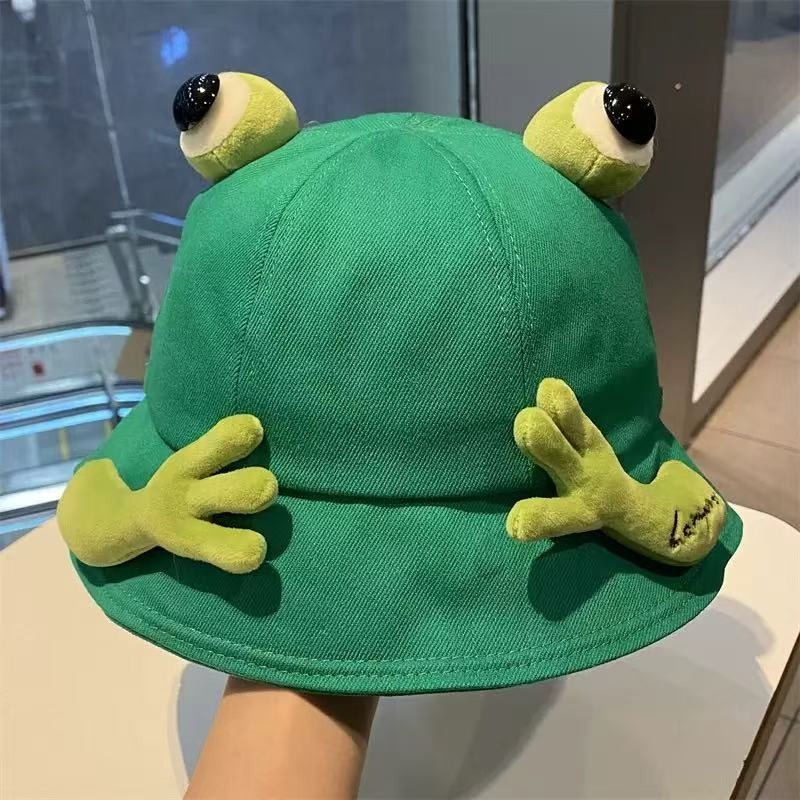 Mens Fashion Bucket Hat - 面白い3Dカエルの目バケットハット、キュートな漫画カエルの手デザイン、女性男性用フィッシャーマンキャップ、夏の屋外日焼け止めサンハット