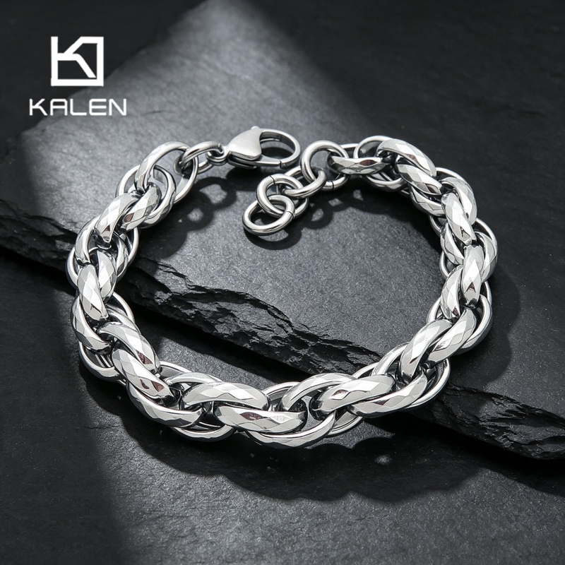 Men'S Fashion Jewelry Bracelets - カレン ヴィンテージ パンク ヘビーステンレススチール キューバンブレスレット メンズ