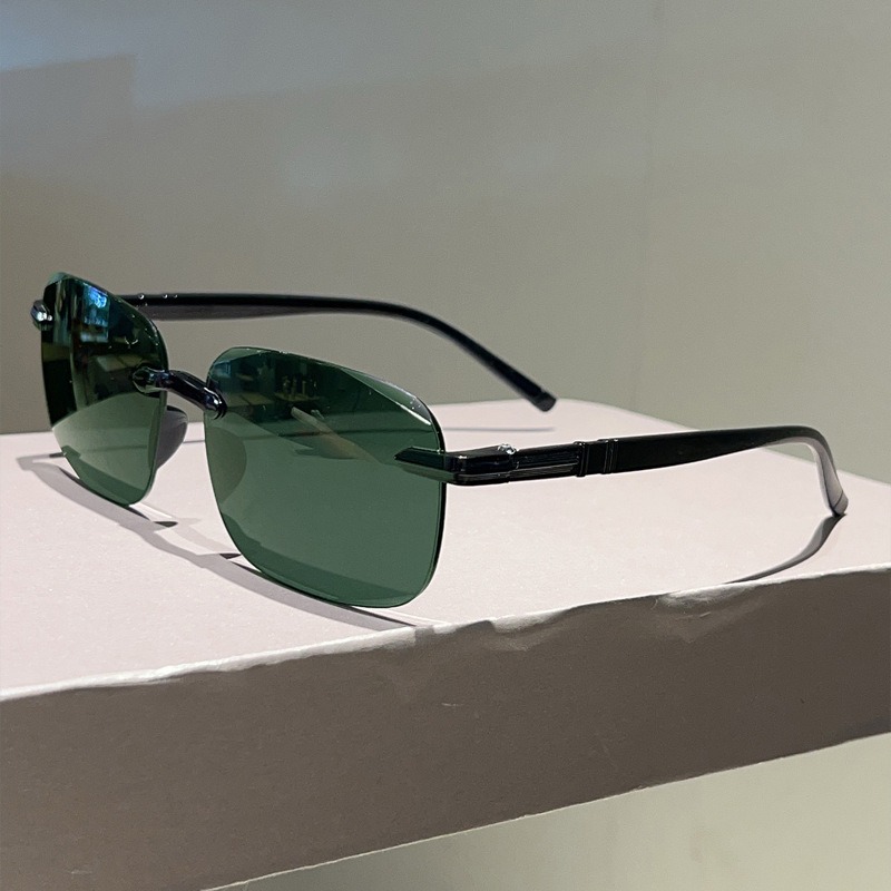 Men'S Fashion Rimless Glasses - ファッションパイロットサングラス男性高級ブランドヴィンテージリムレスサングラス柔軟なフレーム軽量眼鏡シェード UV400