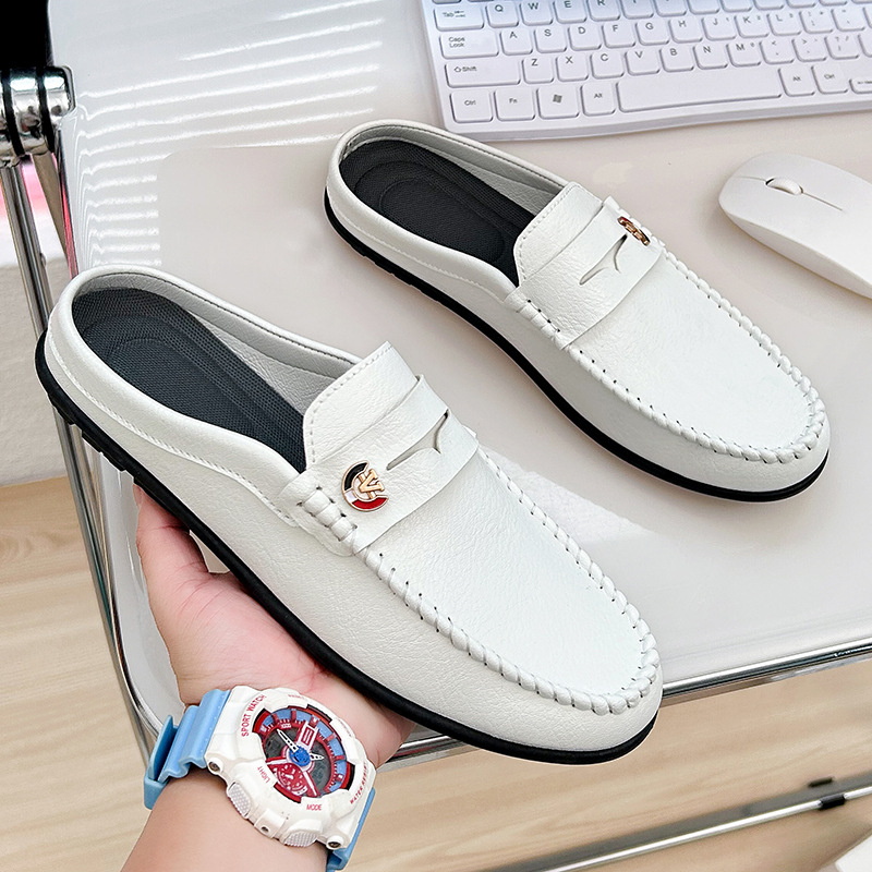 Men'S Fashion Loafers Shoes - 男性用の滑り止めレザーローファー,快適なビーチサンダル,カジュアルな運転靴,アウトドアスリッパ,ファッショナブルなスリッパ