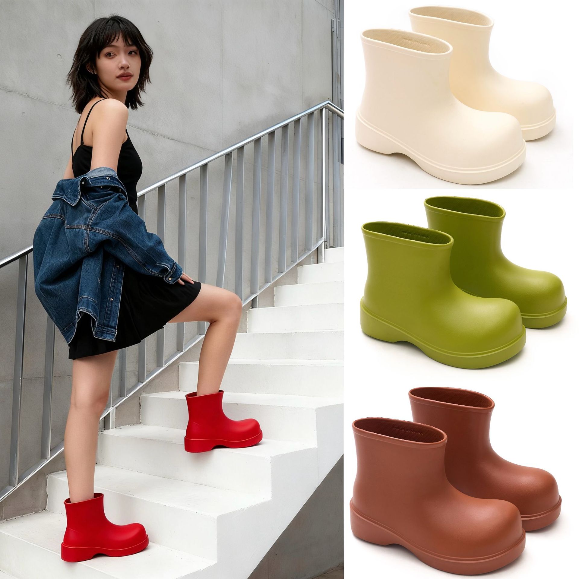 Men Fashion Korean Style - 韓国製レインブーツ 2025 レディース ショート丈 EVA 防水シューズ