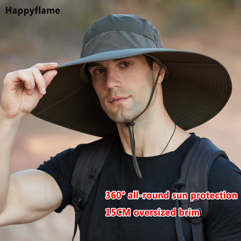 Mens Fashion Bucket Hat - メンズフィッシングハット,15cm,広いつば,屋外用,防水,登山用キャップ,ファッショナブル,ユニセックス