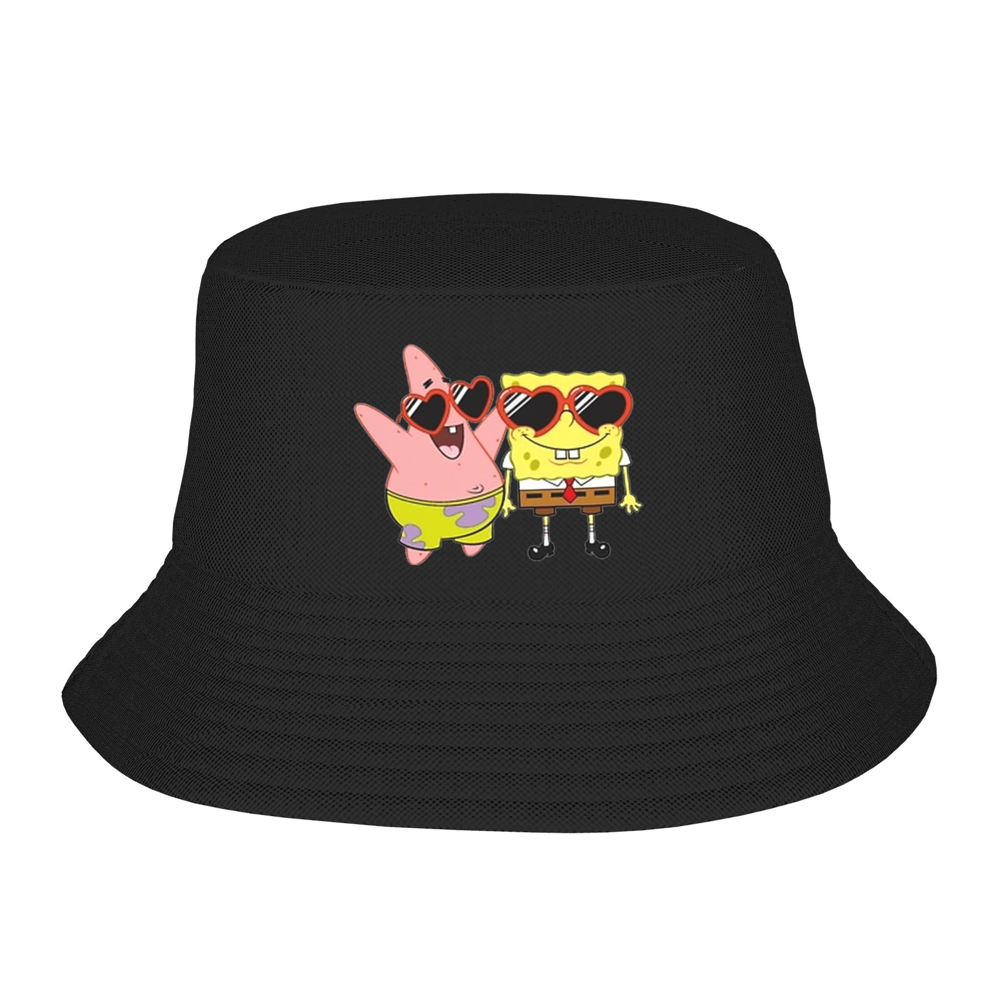 Mens Fashion Bucket Hat - スポンジボブバケットハットハートストリートウェア漁師キャップ男性女性用面白い釣り太陽の帽子個性デザインキャップ