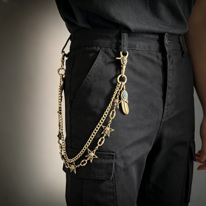 Jeans Pants Fashion Men - ヒップホップパンクロックメタルパンツウエストチェーン男性女性キーホルダーズボン財布キーチェーンジーンズユニセックスヒップホップジュエリーギフト