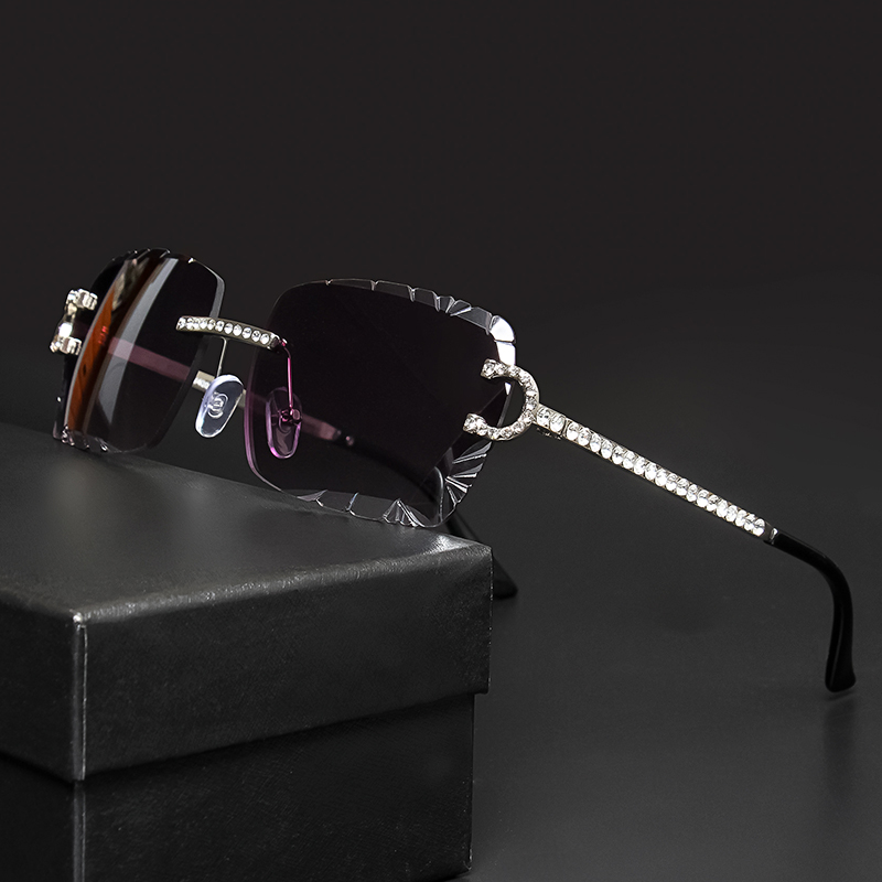 Men'S Fashion Rimless Glasses - ファッションリムレススクエアサングラスヴィンテージダイヤモンドブランドデザインカットレンズサングラス男性女性メタルフレーム高級 UV400 メガネ