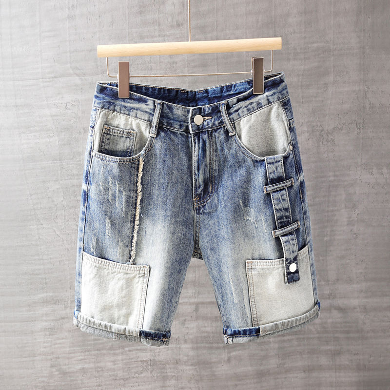 Jeans Pants Fashion Men - メンズショートジーンズパンツポケット付き洗濯ブルー男性デニムショートパンツ販売韓国ファッションジョート薄い夏ストリートオリジナルXL
