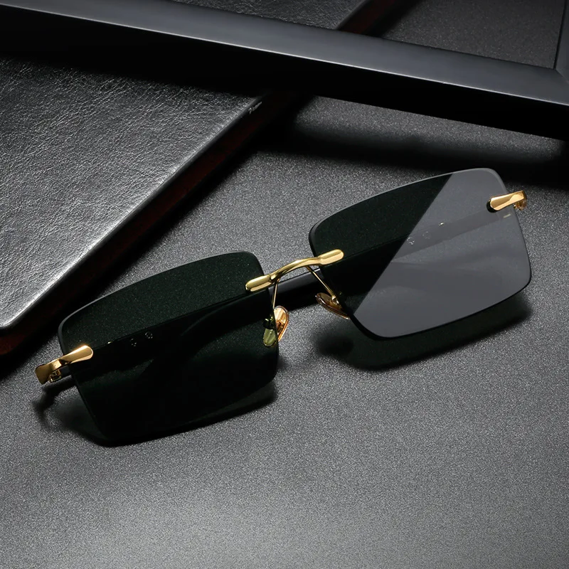 Men'S Fashion Rimless Glasses - ファッション長方形サングラス男性女性ブルーライト遮断目の保護眼鏡リムレススクエアフレームサングラスレトロゴーグル