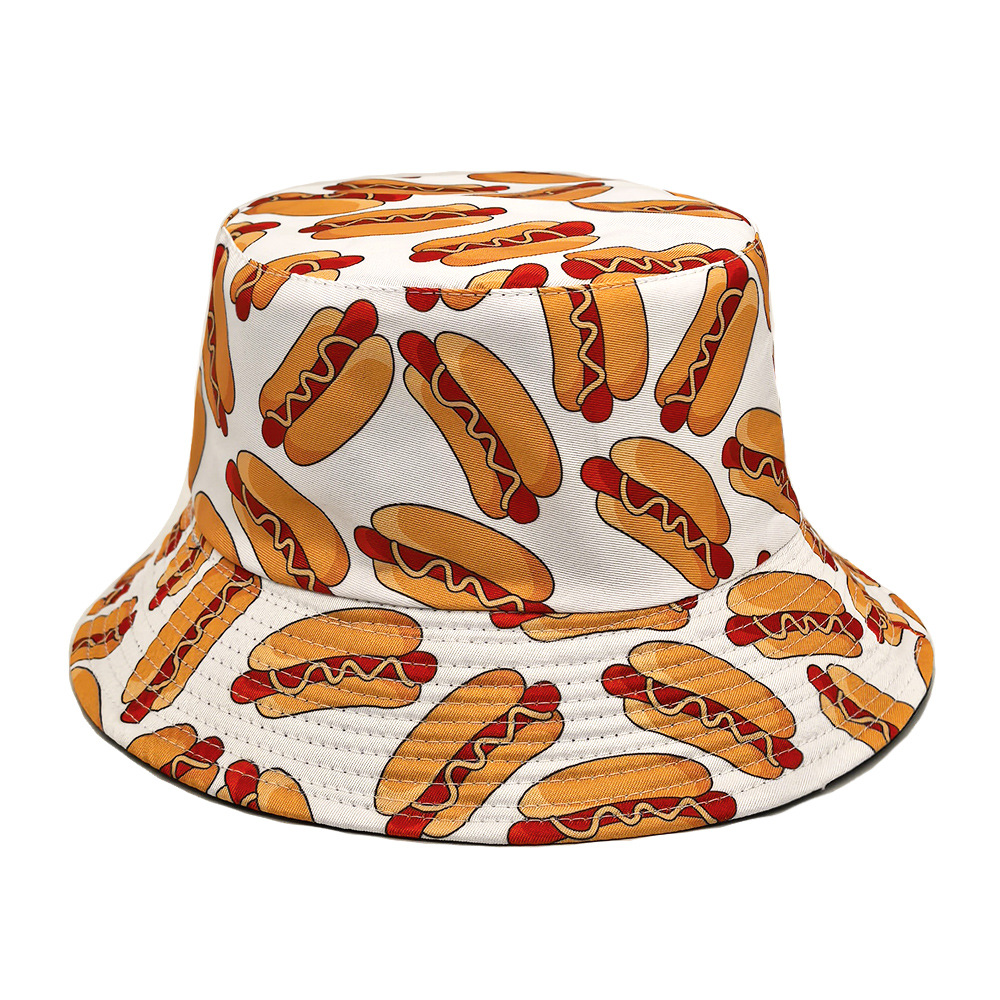 Mens Fashion Bucket Hat - ホットドッグパターン抗太陽パナマユニセックス夏屋外日焼け止めバケットハット女性男性ファッション装飾グリーンフィッシャーマンキャップヒップホップ