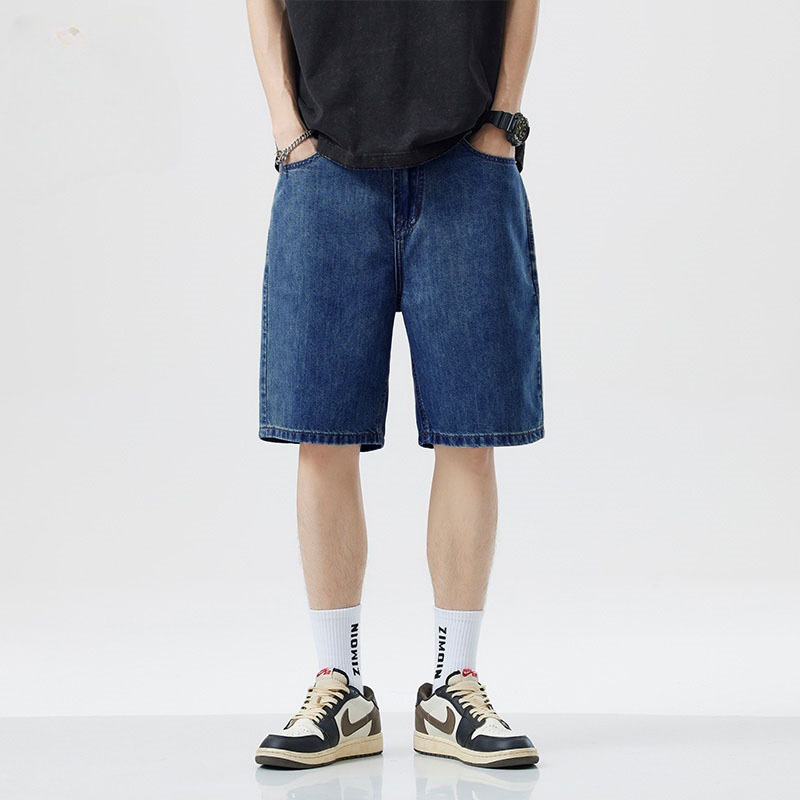 Jeans Pants Fashion Men - 2025年ニューサマーショートジーンズメンズデニムパンツストレッチダークブルーファッショナブルなデザインメンズジーンズスリムストレート男性用ショートジーンズオンブレ
