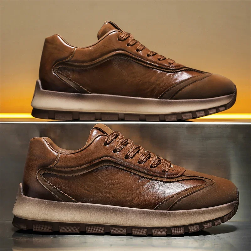 Men Fashion Korean Style - 高級メンズスニーカー オールシーズン レザー カジュアル スポーツシューズ ファッション