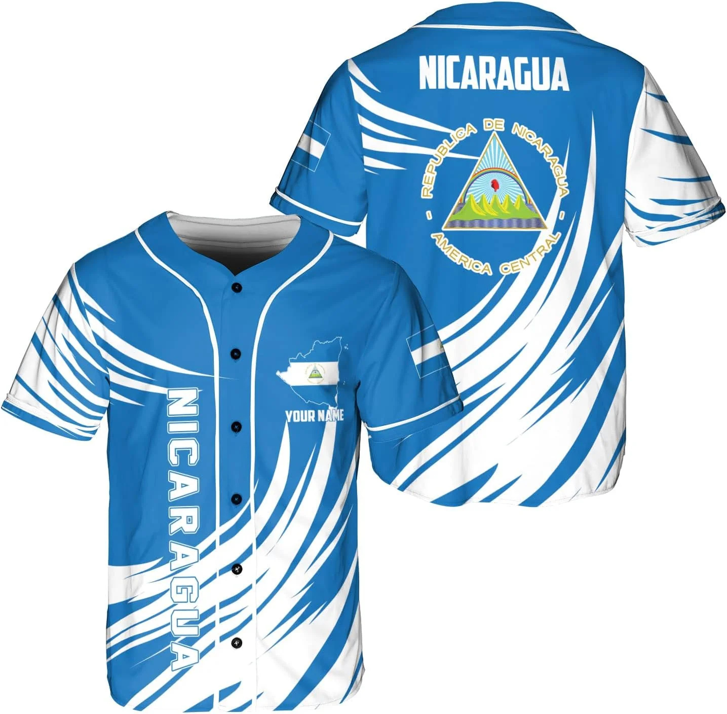 パーソナライズされた名前入りニカラグアデザインパターン3Dプ - Mens Fashion Baseball Jersey のレビューと価格
