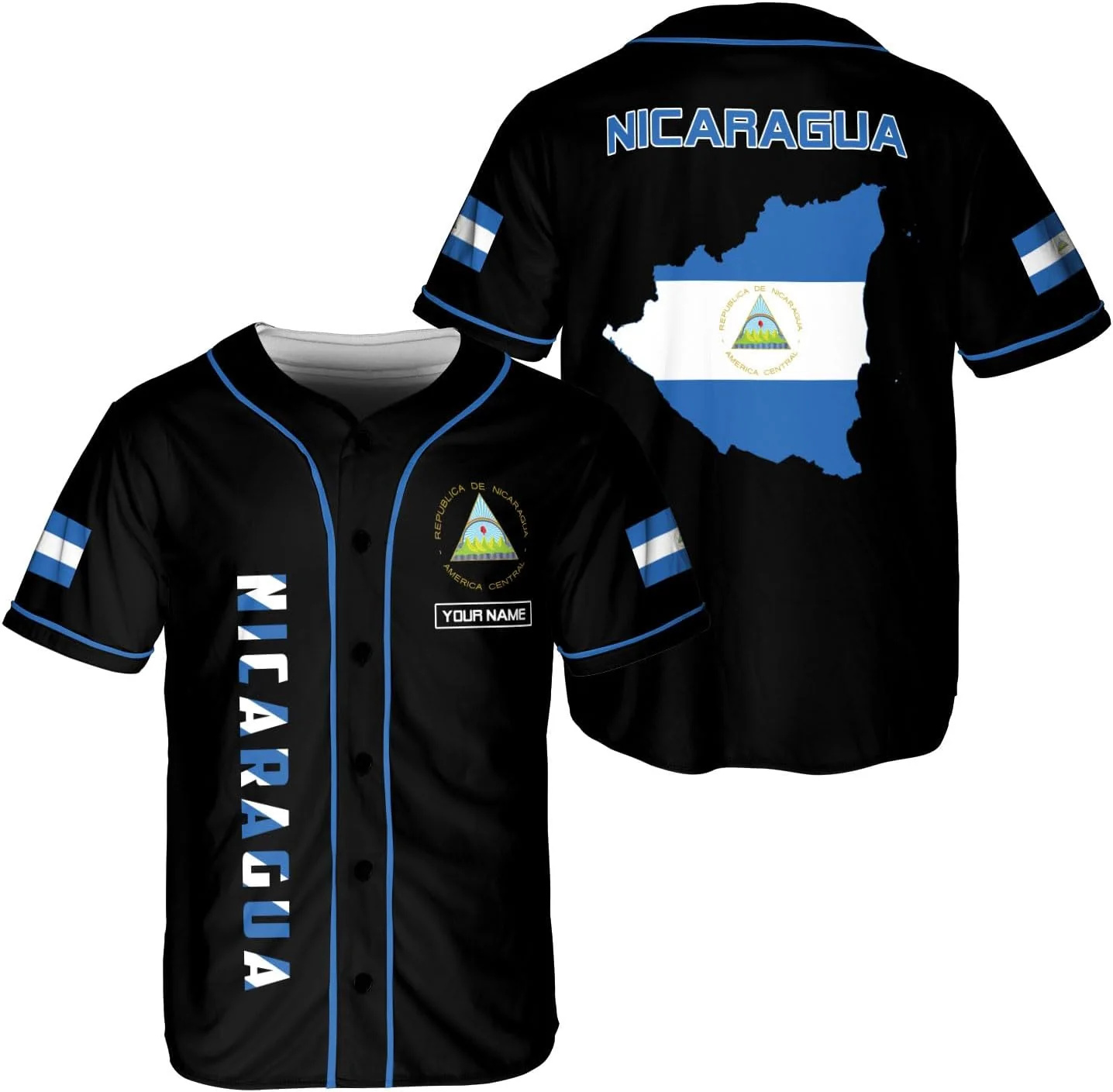 パーソナライズされた名前入りニカラグアデザインパターン3Dプ - Mens Fashion Baseball Jersey のレビューと価格