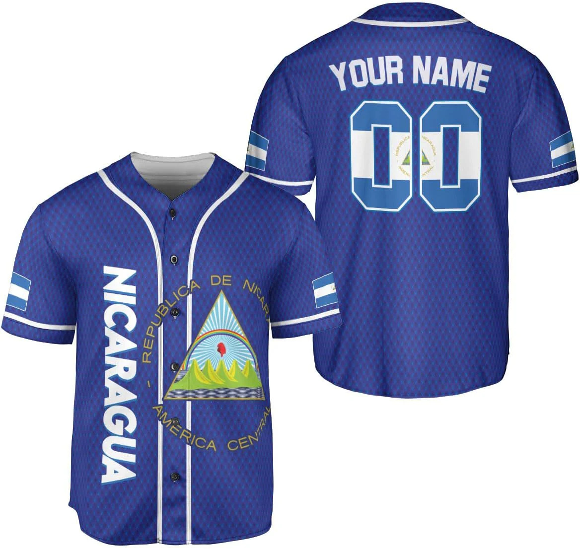 パーソナライズされた名前入りニカラグアデザインパターン3Dプ - Mens Fashion Baseball Jersey のレビューと価格