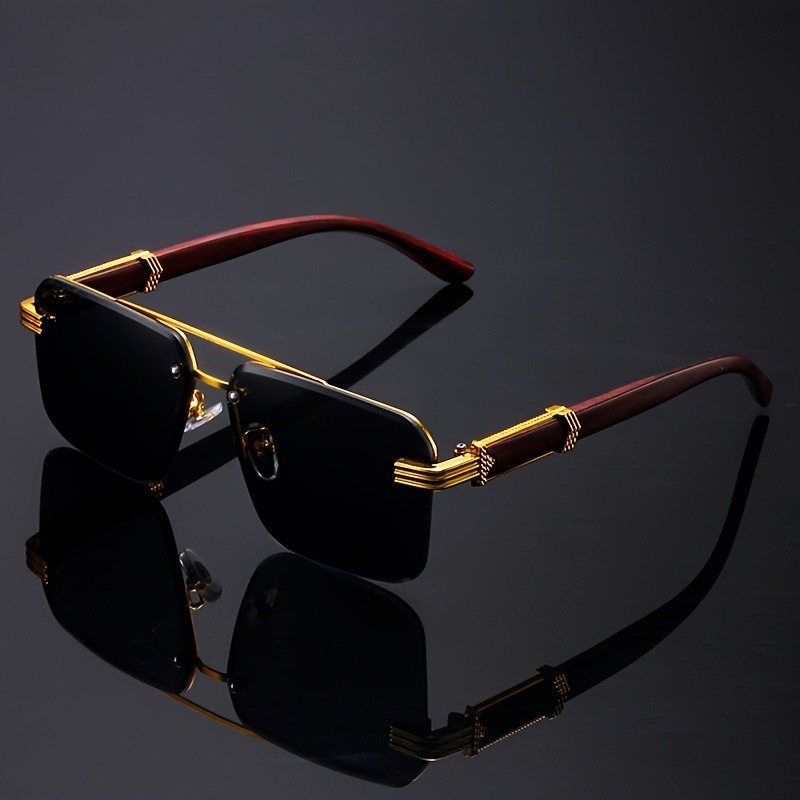 トレンドダブルビーム長方形サングラス男性女性リムレスカットエ - Men'S Fashion Rimless Glasses のレビューと価格