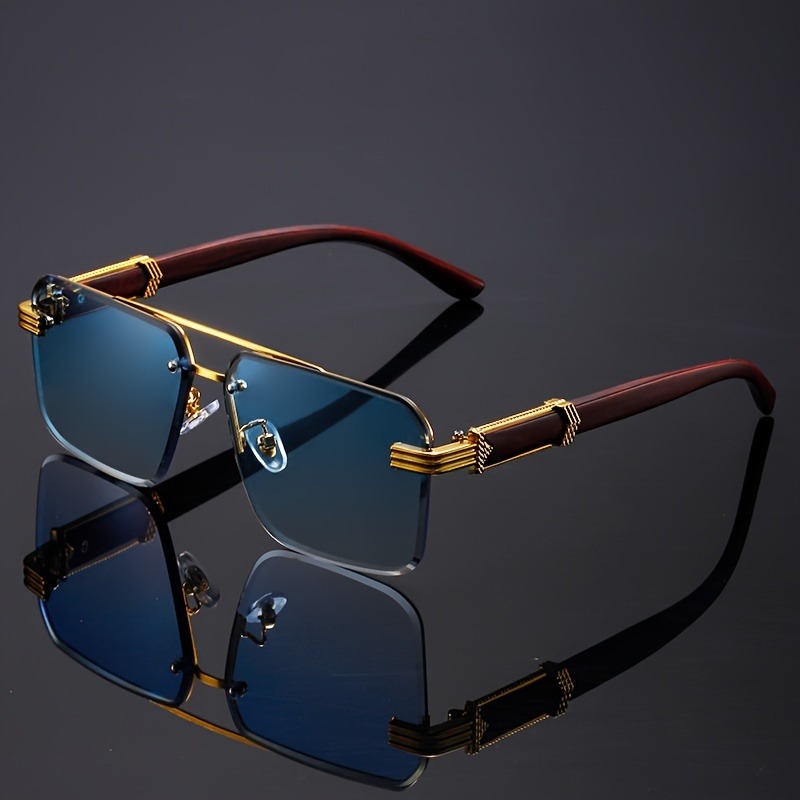トレンドダブルビーム長方形サングラス男性女性リムレスカットエ - Men'S Fashion Rimless Glasses のレビューと価格