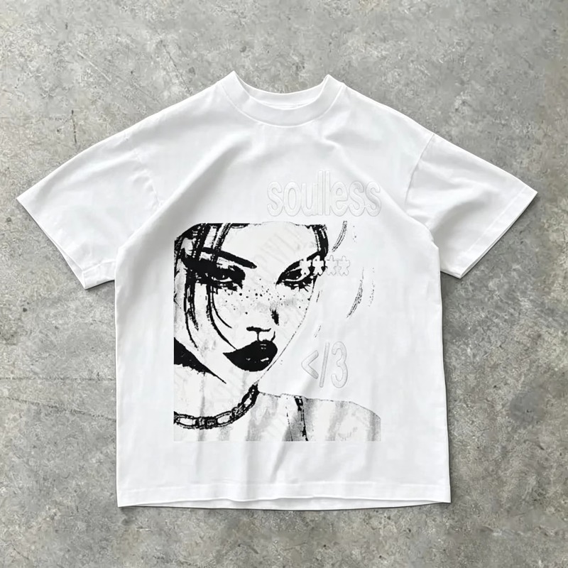 パンク美学グラフィックプリントコットン Tシャツオーバーサイ - Mens Fashion In The 2000S のレビューと価格