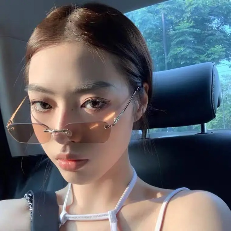 リムレス小さなメガネ男性スタイリッシュなサングラス女性透明ピ - Men'S Fashion Rimless Glasses のレビューと価格