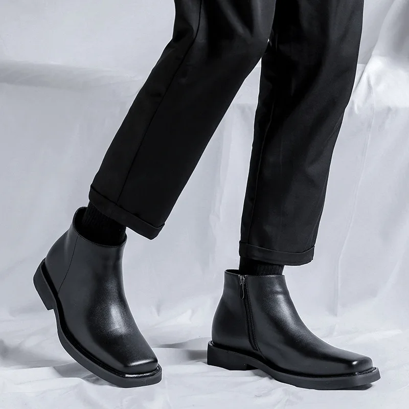 黒の新ファッション男性カジュアル革靴秋冬ドレスアンクルブーツ - Mens Fashion Dress Shoes のレビューと価格