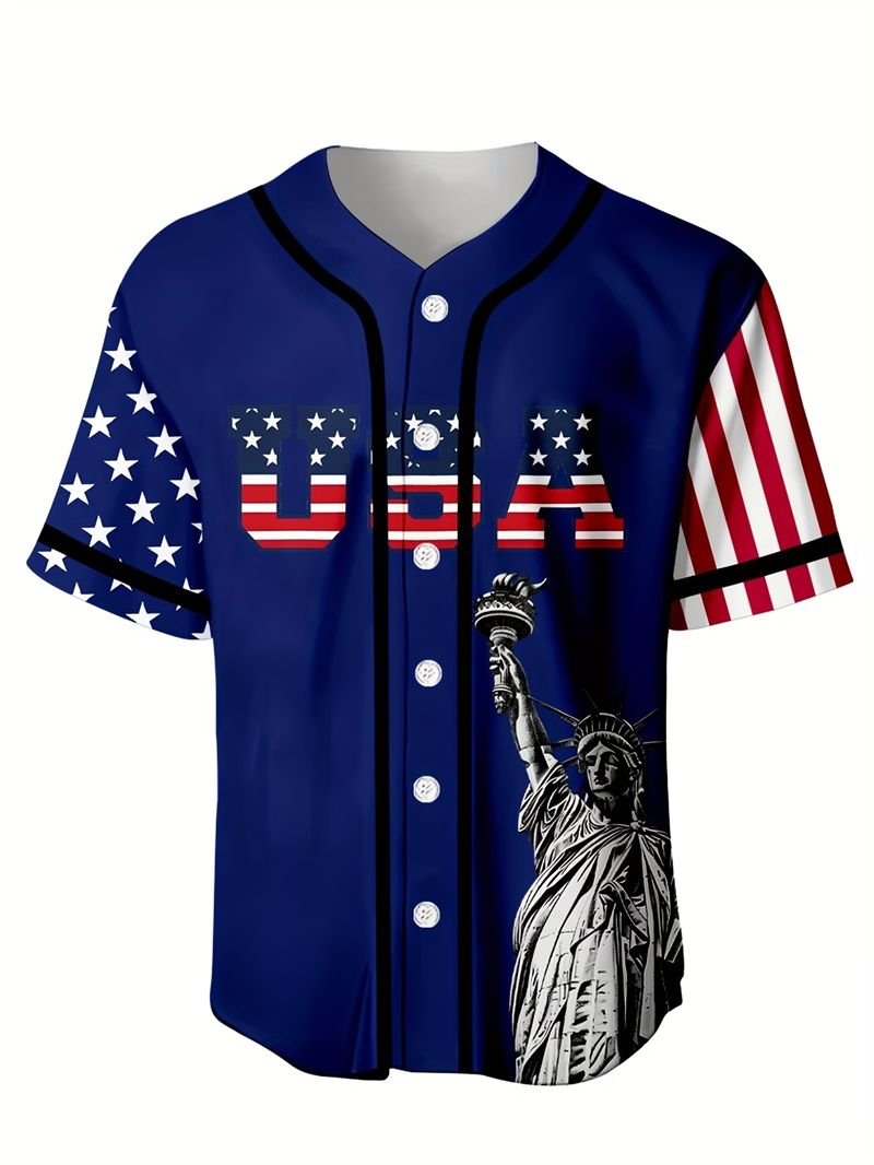 野球ジャージ USA 250 野球ジャージ レトロ自由の女神 - Mens Fashion Baseball Jersey のレビューと価格
