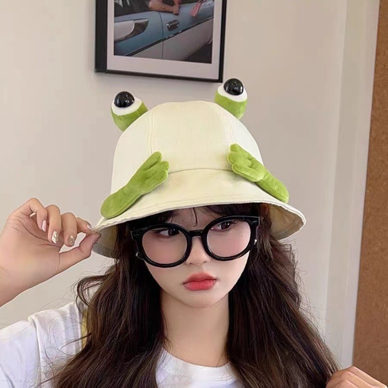 面白い3Dカエルの目バケットハット、キュートな漫画カエルの手 - Mens Fashion Bucket Hat のレビューと価格