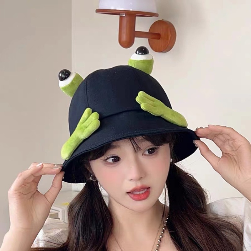 面白い3Dカエルの目バケットハット、キュートな漫画カエルの手 - Mens Fashion Bucket Hat のレビューと価格