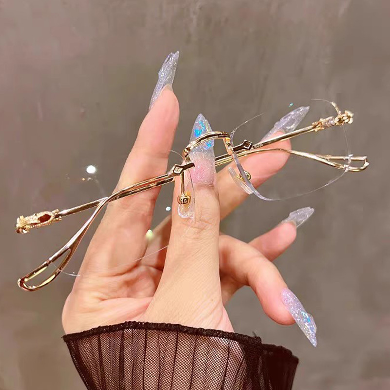 透明な長方形リムレス眼鏡ブルーライト遮断メガネファッションフ - Men'S Fashion Rimless Glasses のレビューと価格