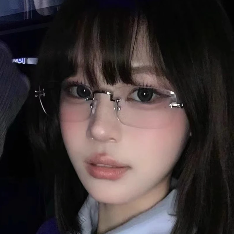 透明な長方形リムレス眼鏡ブルーライト遮断メガネファッションフ - Men'S Fashion Rimless Glasses のレビューと価格