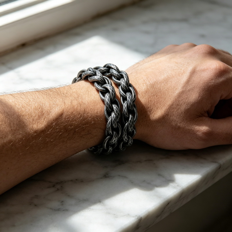 カレン ヴィンテージ パンク ヘビーステンレススチール キュ - Men'S Fashion Jewelry Bracelets のレビューと価格
