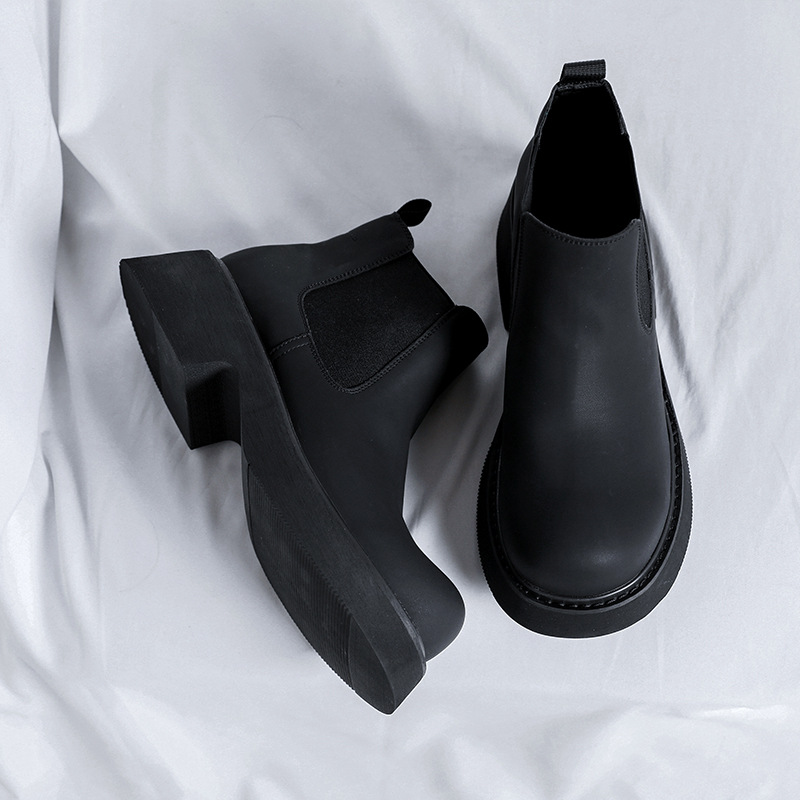 メンズ高級ファッションチェルシーブーツ黒トレンディなプラット - Mens Fashion Dress Shoes のレビューと価格