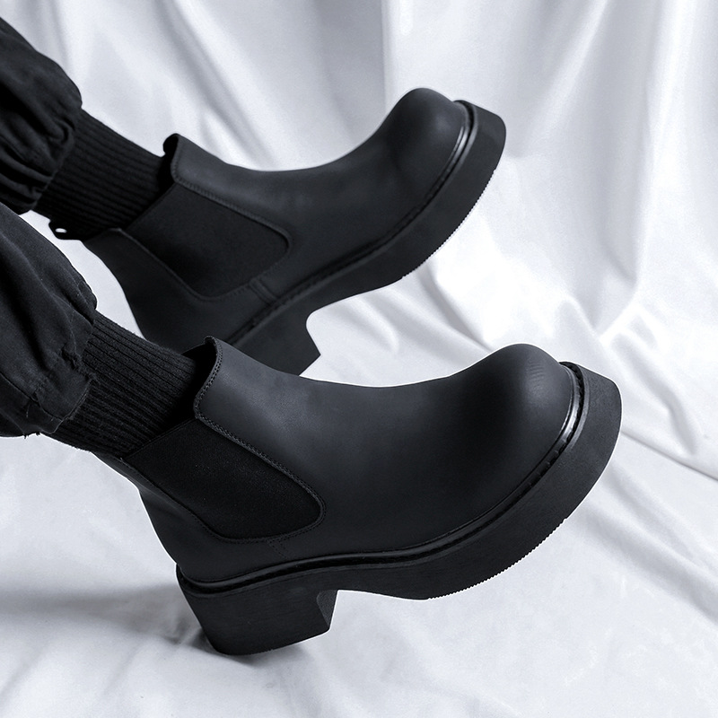 メンズ高級ファッションチェルシーブーツ黒トレンディなプラット - Mens Fashion Dress Shoes のレビューと価格
