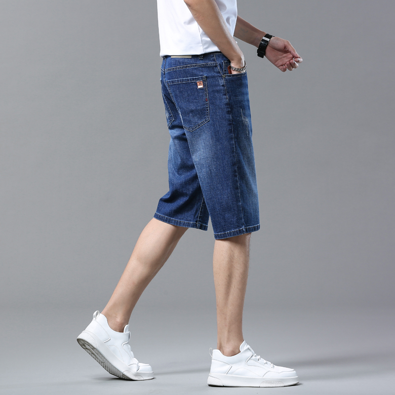 メンズショーツ夏ストレートデニムショーツブルービジネスファッ - Jeans Pants Fashion Men のレビューと価格