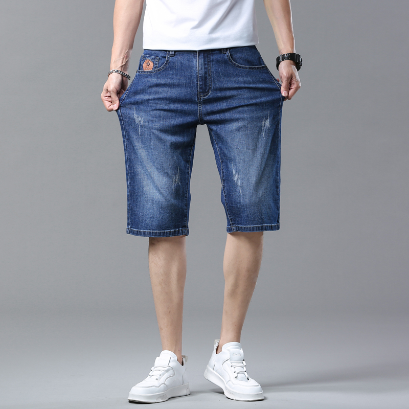メンズショーツ夏ストレートデニムショーツブルービジネスファッ - Jeans Pants Fashion Men のレビューと価格