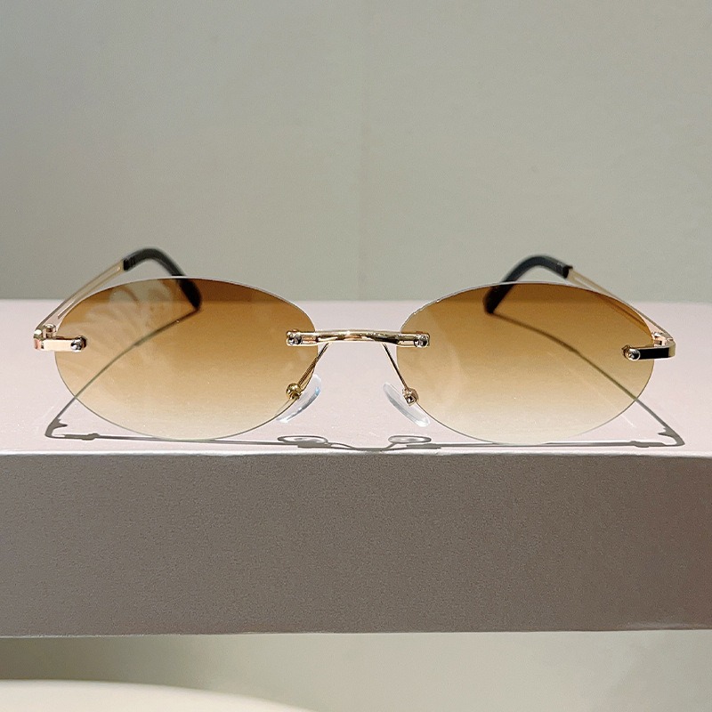 リムレスオーバルサングラス メンズファッション グラデーショ - Men'S Fashion Rimless Glasses のレビューと価格