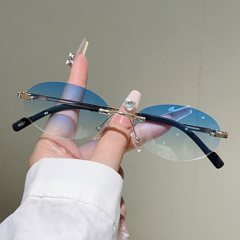リムレスオーバルサングラス メンズファッション グラデーショ - Men'S Fashion Rimless Glasses のレビューと価格