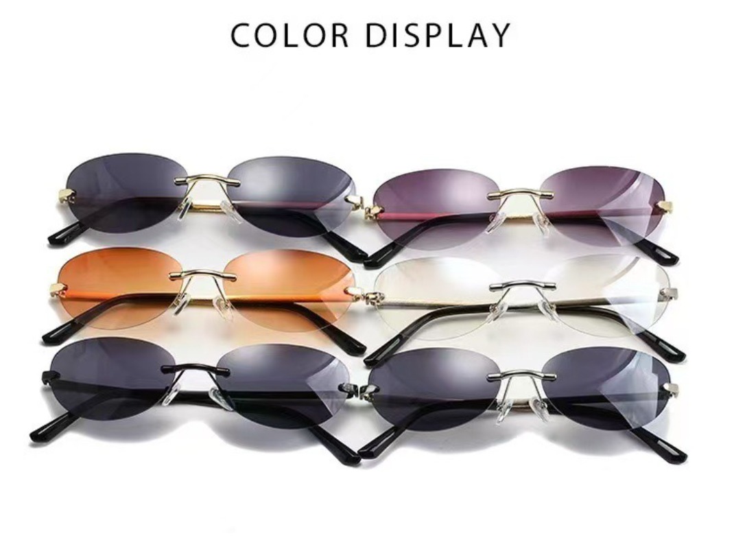 リムレスオーバルサングラス女性小さなオーバルグラデーションメ - Men'S Fashion Rimless Glasses のレビューと価格