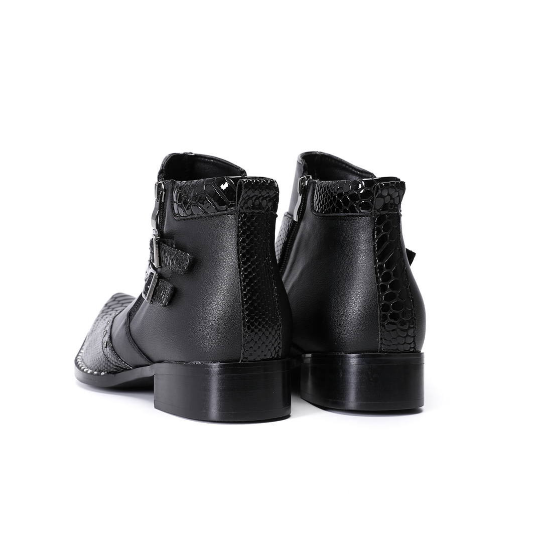 ファッションリベットポインテッドトゥメンズ本革オートバイアン - Mens Fashion Dress のレビューと価格