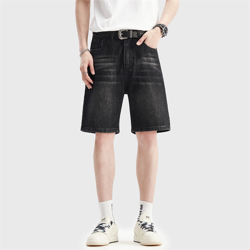夏薄い黒デニムショートパンツメンズファッション韓国ルーズレト - Jeans Pants Fashion Men のレビューと価格