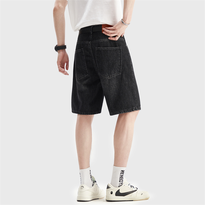 夏薄い黒デニムショートパンツメンズファッション韓国ルーズレト - Jeans Pants Fashion Men のレビューと価格