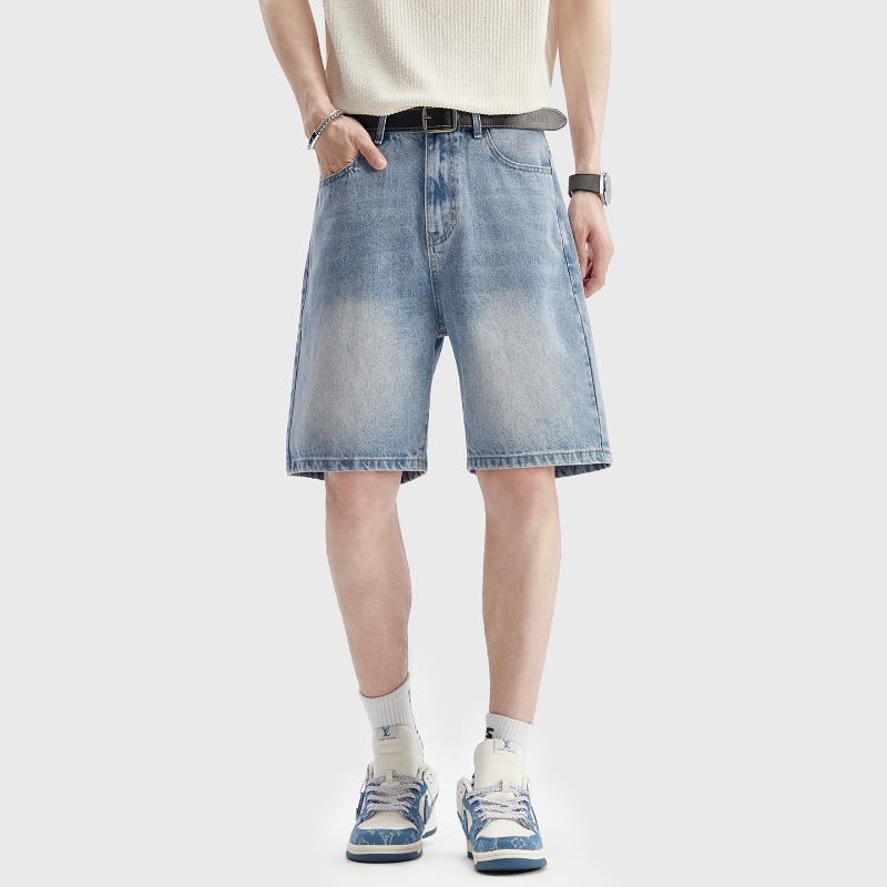 夏薄い黒デニムショートパンツメンズファッション韓国ルーズレト - Jeans Pants Fashion Men のレビューと価格