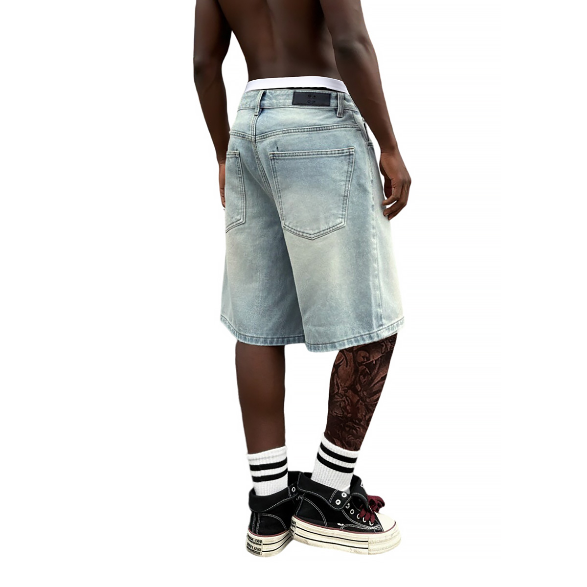 メタルバックル付きショートバギージーンズ メンズ サマー ス - Jeans Pants Fashion Men のレビューと価格