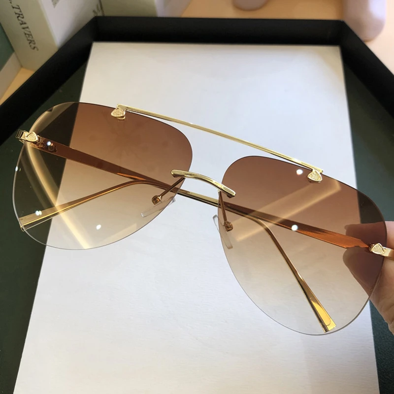 ヴィンテージリムレス合金航空パイロットサングラス男性用ブラン - Men'S Fashion Rimless Glasses のレビューと価格