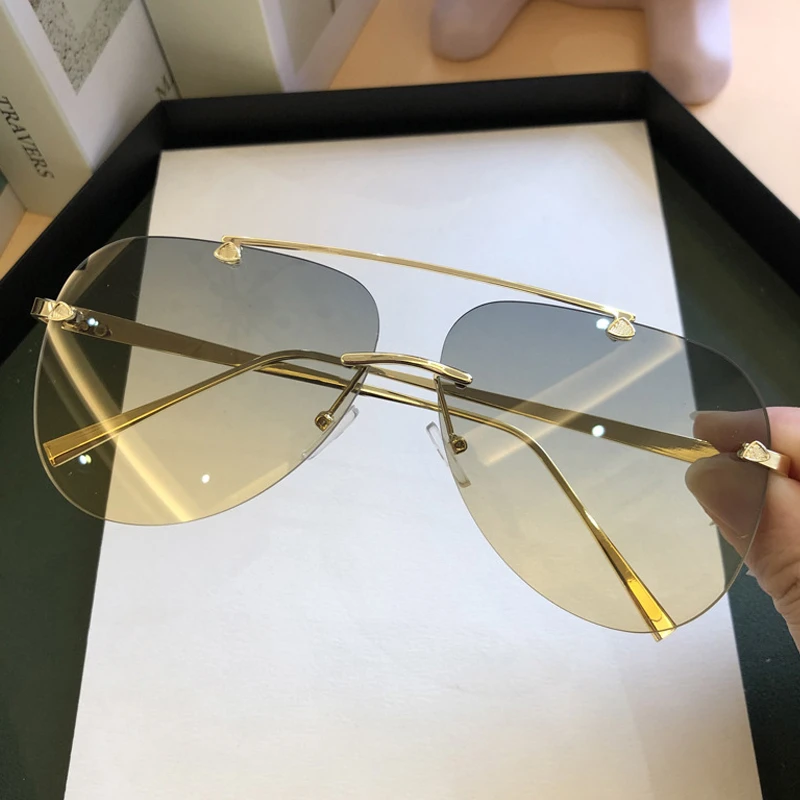 ヴィンテージリムレス合金航空パイロットサングラス男性用ブラン - Men'S Fashion Rimless Glasses のレビューと価格
