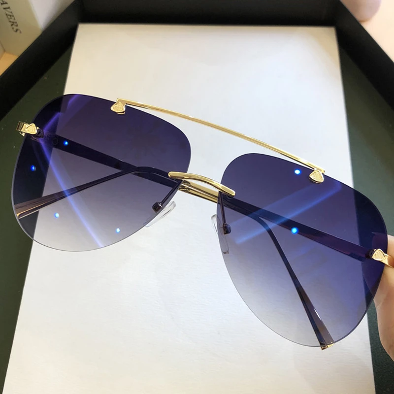 ヴィンテージリムレス合金航空パイロットサングラス男性用ブラン - Men'S Fashion Rimless Glasses のレビューと価格