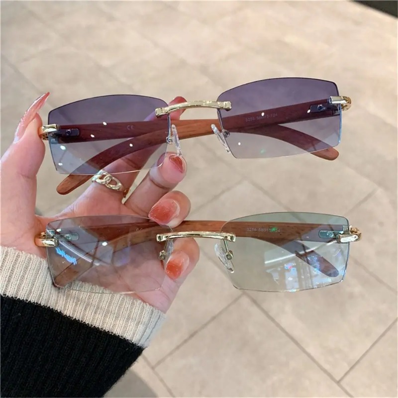トレンディなパンクサングラスリムレス長方形サングラス男性女性 - Men'S Fashion Rimless Glasses のレビューと価格