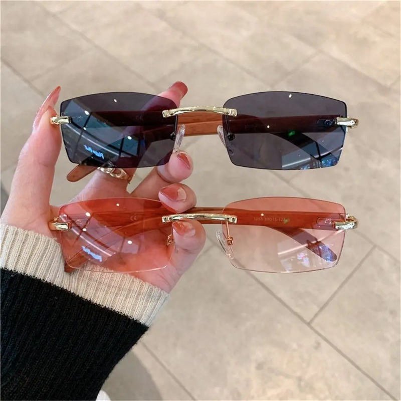 トレンディなパンクサングラスリムレス長方形サングラス男性女性 - Men'S Fashion Rimless Glasses のレビューと価格