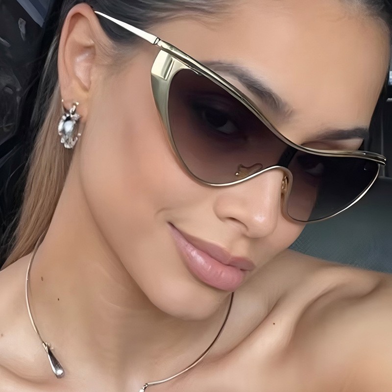 リムレス Y2K スタイルサングラス長方形ファッション人気女 - Men'S Fashion Rimless Glasses のレビューと価格