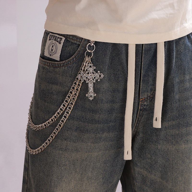 ファッションパンクメタルパンツチェーンヒップホップウエストチ - Jeans Pants Fashion Men のレビューと価格