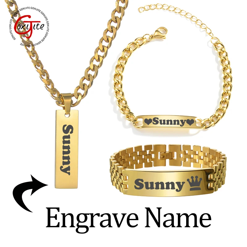 Goxijite カスタム刻印ネームネックレスキューバチェー - Men'S Fashion Jewelry Bracelets のレビューと価格